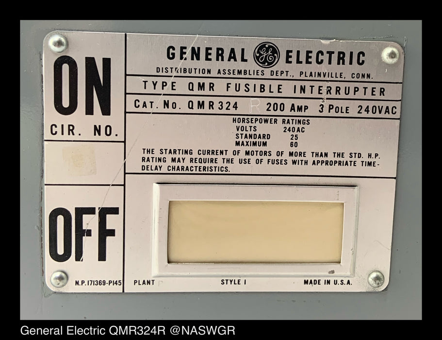 General Electric QMR324R Fusible Switch ~ 200 Amp