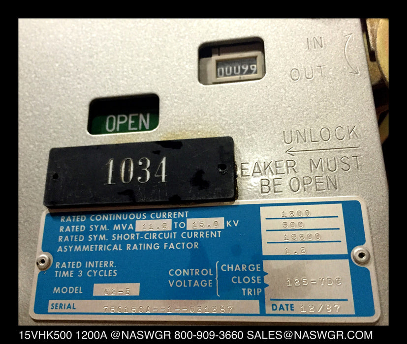 BBC/ITE 15VHK500 Vacuum Circuit Breaker (E/O,D/O) - 1200 Amp