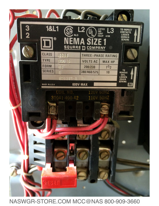 Square D Model 4 Size 1 FVNR Circuit Breaker MCC ~ Class 8998