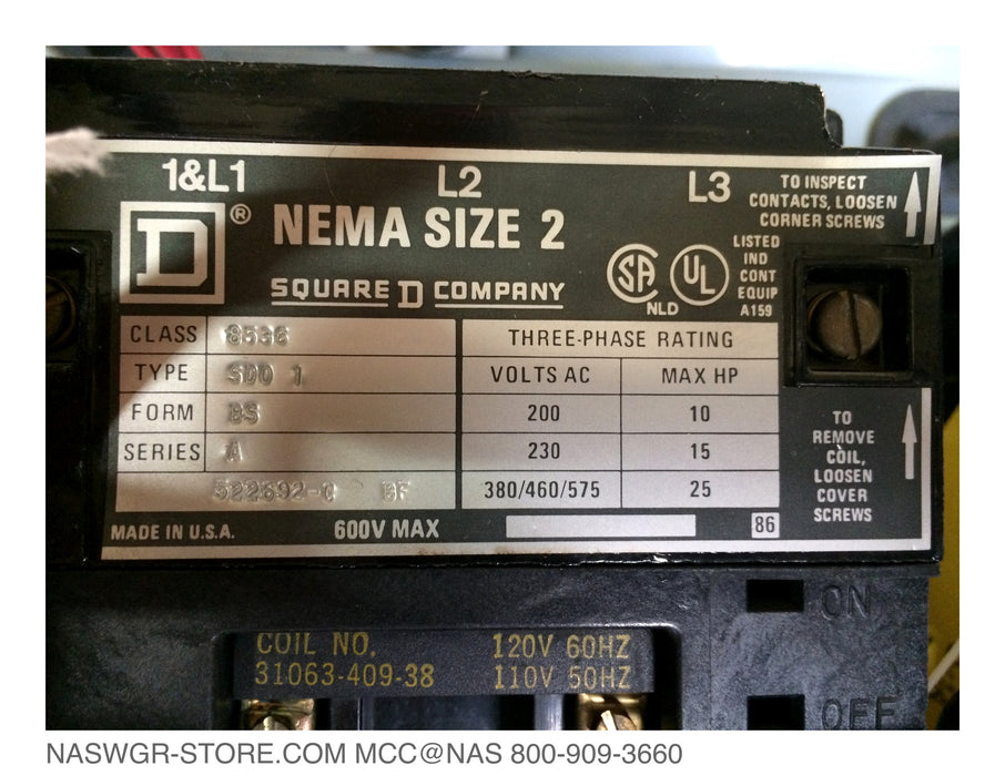 Square D Model 4 Size 2 FVNR Circuit Breaker Stye MCC Bucket