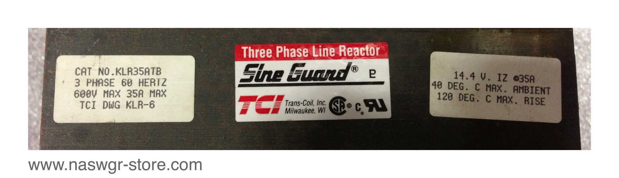 KLA35ATB , Trans- Coil Inc. KLA35ATB Three Phase Line Reactor , 14.4V , 35 Amp Max. , 3 Phase , 60 Hz , PN: KLA35ATB