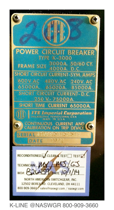 ITE/ABB K-3000 Circuit Breaker (E/O,D/O) - 3000 Amp