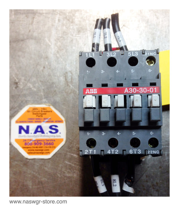 A30-30-01 , ABB A30-30-01 Contactor , 4 Pole , 30 Amp , Coil: R84 , 110-120V , PN: A30-30-01