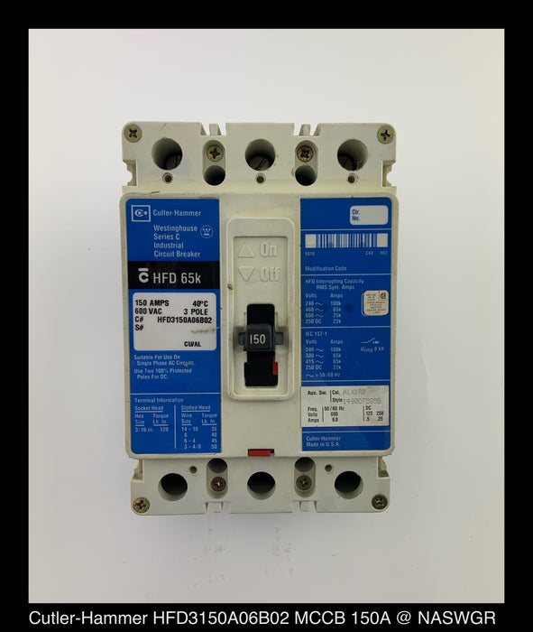 Cutler-Hammer HFD3150A06B02 Molded Case Circuit Breaker - 150A