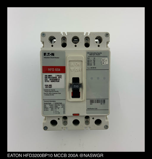 Eaton HFD3200BP10 Molded Case Circuit Breaker - 200 Amp