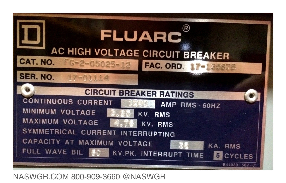 Square D FLUARC FG-2-05025-12 Vacuum Circuit Breaker (E/O,D/O) - 1200 Amp