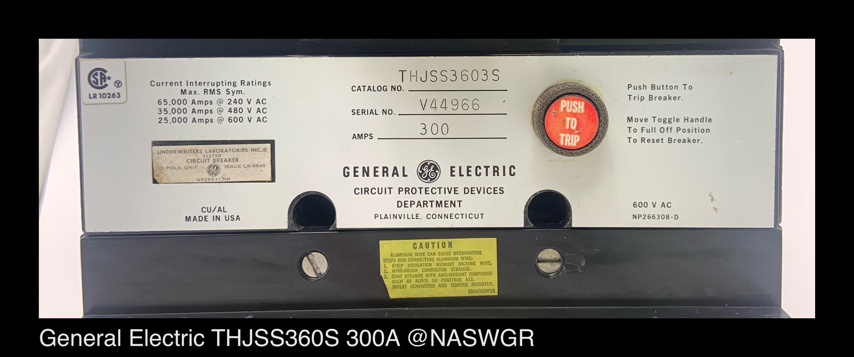 General Electric THJSS3603S Molded Case Circuit Breaker - 300 A