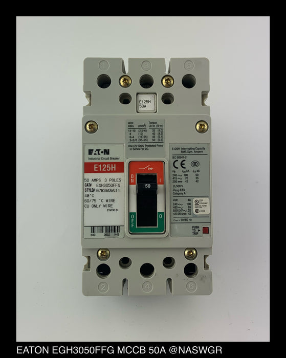 Eaton EGH3050FFG Molded Case Circuit Breaker - 50 Amp - Unused Surplus