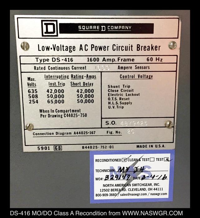 Westinghouse DS-416 Low Voltage AC Circuit Breaker URC AC-Pro