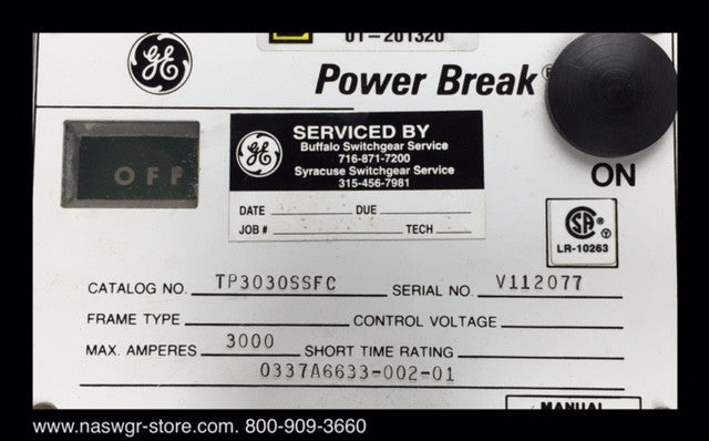 GE PowerBreak TP3030SSFC Circuit Breaker (M/O,B/I) - 3000 Amp