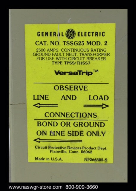 TSSG25 ~ GE TSSG25 Continuous Rating Ground Fault Neutral Transformer