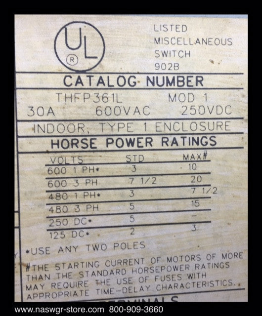 THFP361L ~ GE THFP361L Panelboard Switch - 30 Amp