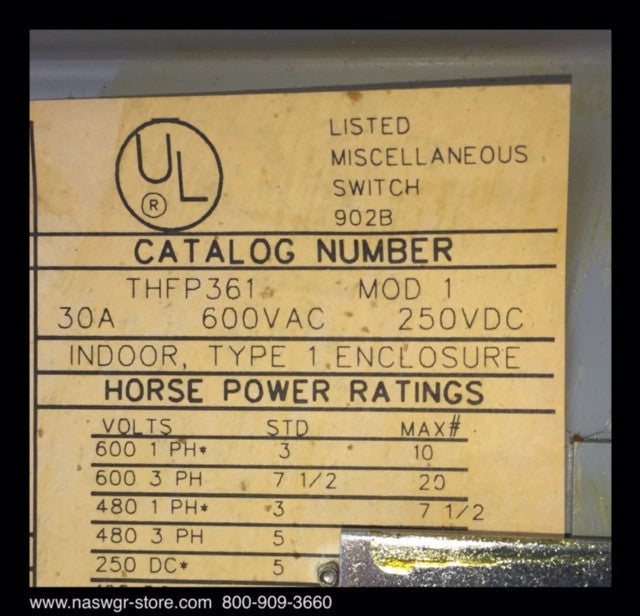 THFP361 ~ GE THFP361 Panelboard Switch ~ 30 Amp