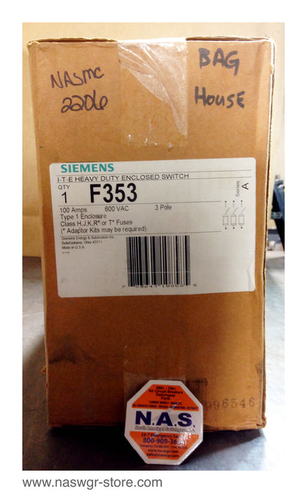 Siemens F353 Heavy Duty Enclosed Switch - 100 Amp - Unused