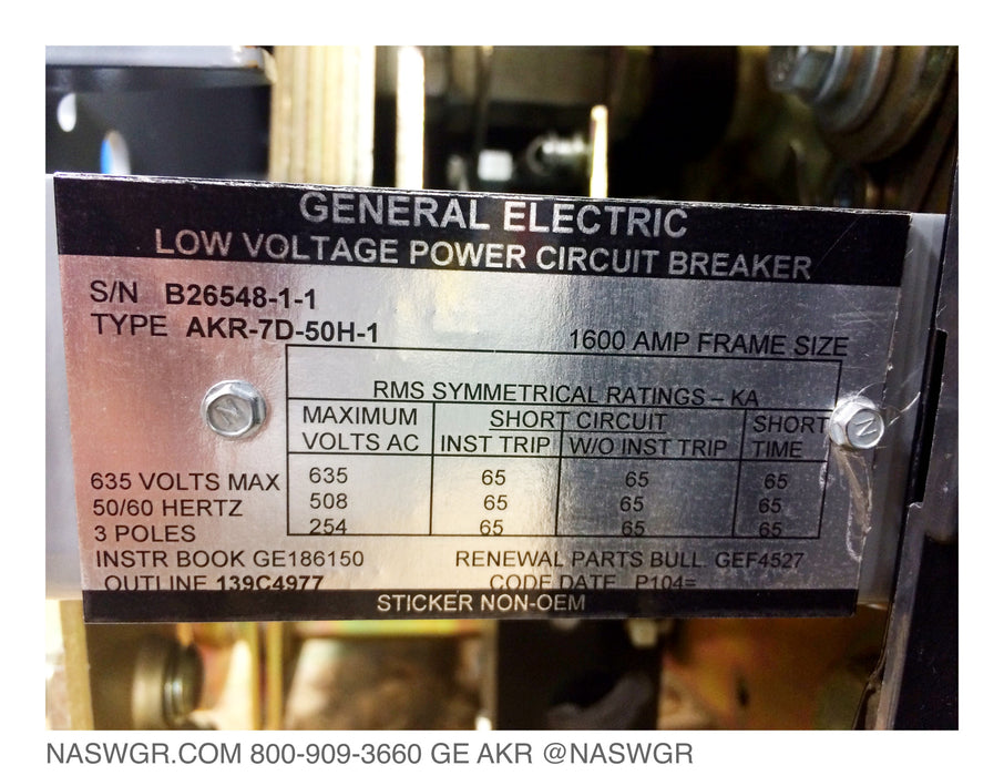 General Electric AKR-7D-50H Circuit Breaker (E/O,D/O) - 1600 Amp