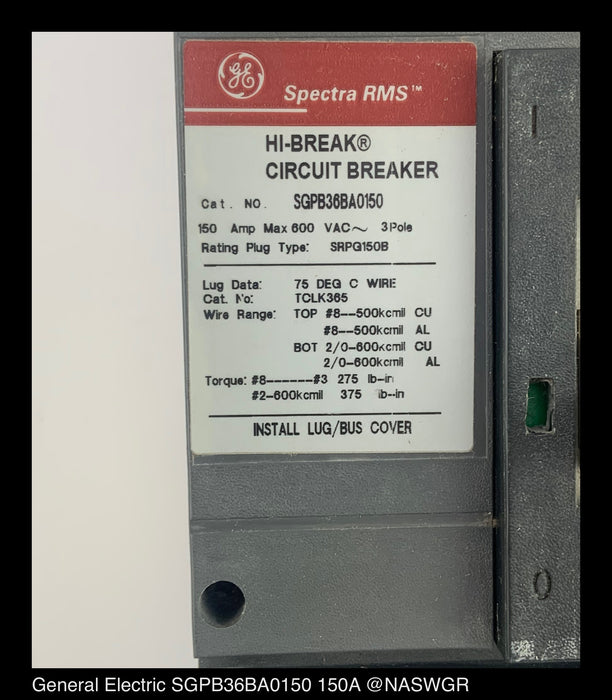 General Electric SGPB36BA0150 Molded Case Circuit Breaker ~ 150 A