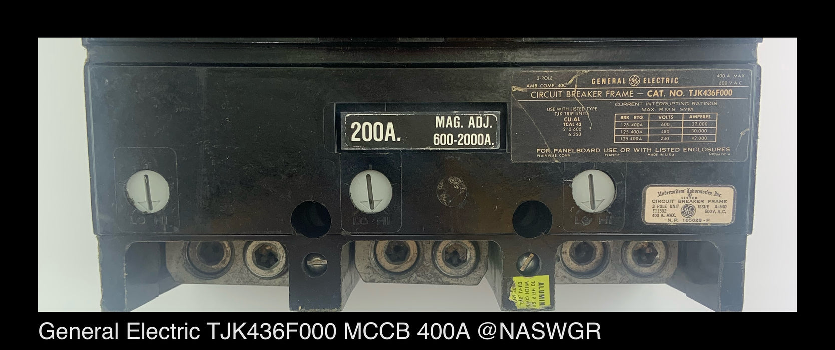 GE TJK436F000 Molded Case Circuit Breaker - 200 Amp