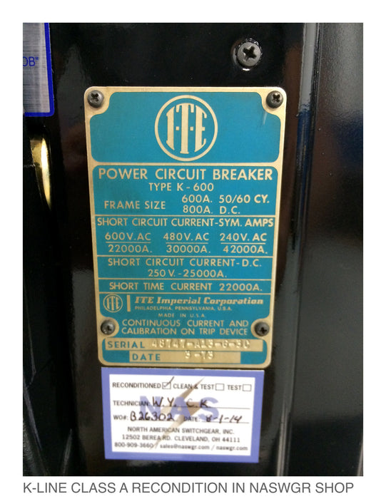 ITE K-600 Circuit Breaker (M/E/O,D/O) - 600 Amp
