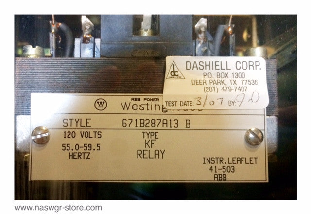 Westinghouse 671B287A13B KF Relay