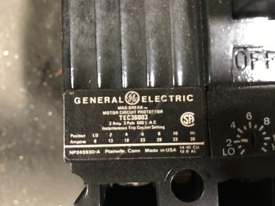 GE TEC36003 Mag-Break Motor Circuit Protector