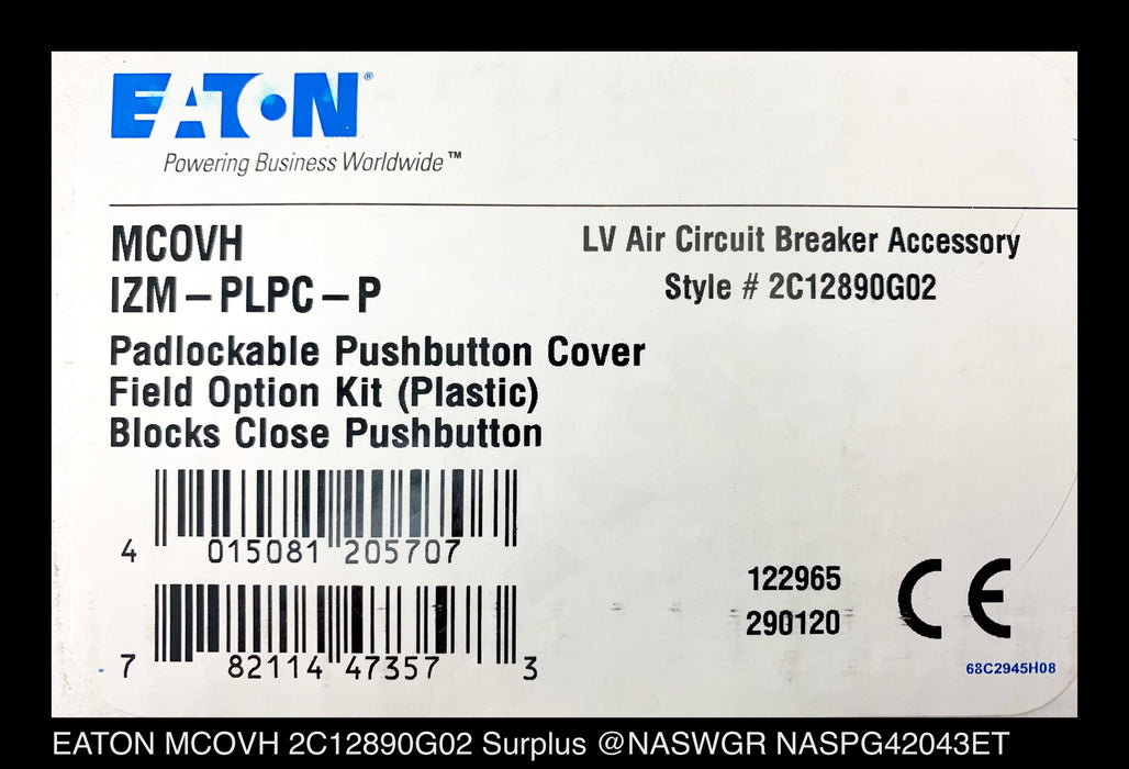 Eaton Magnum MCOVH, 2C12890G02 Pushbutton Cover - Unused