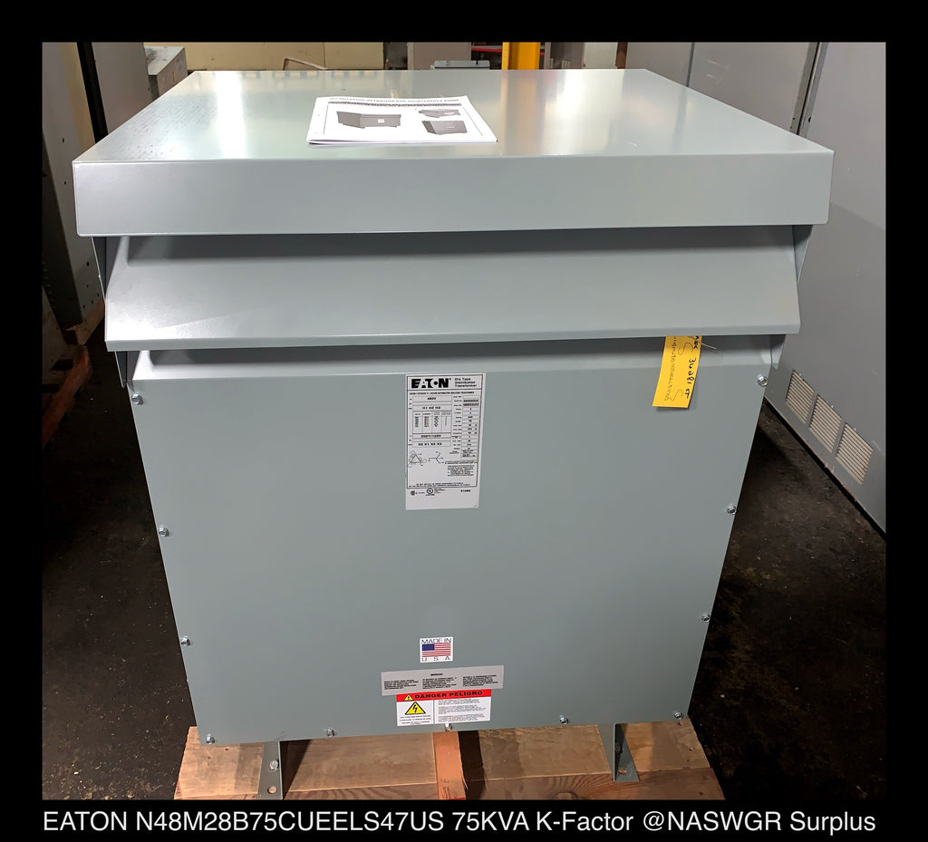 Eaton N48M28B75CUEELS47US 75kVA Dry Type Distribution Transformer - 480:208Y/120v - Unused