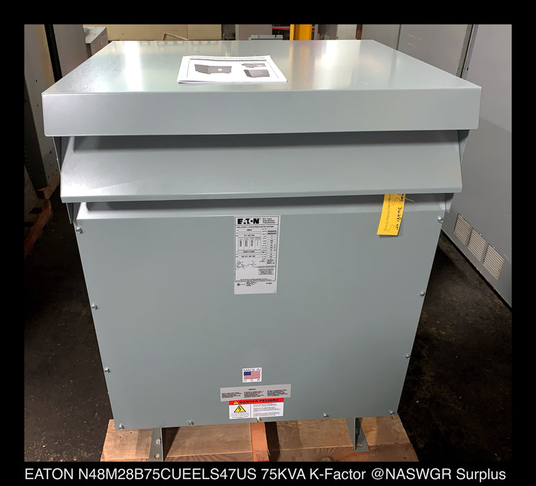 Eaton N48M28B75CUEELS47US 75kVA Dry Type Distribution Transformer - 480:208Y/120v - Unused