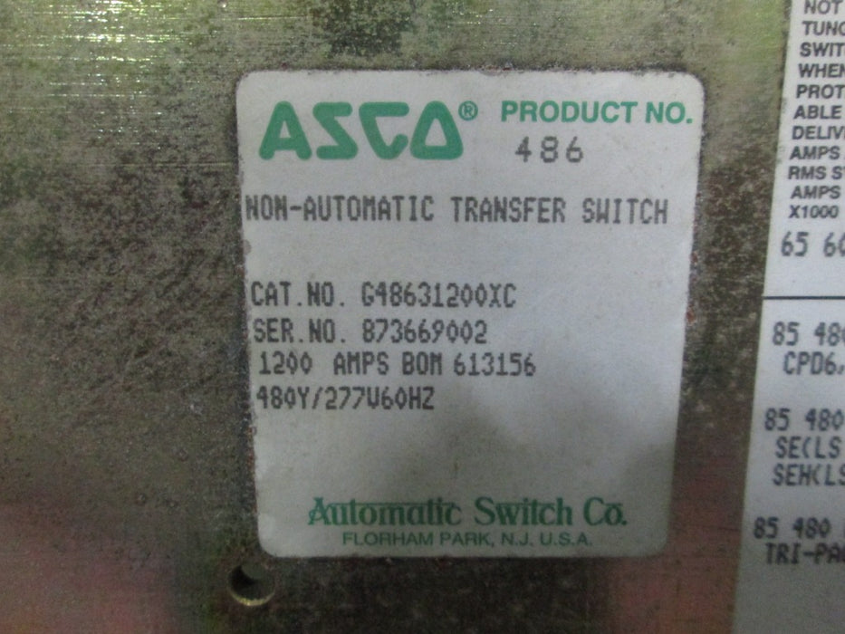 NON-AUTOMATIC TRANSFER SWITCH / G48631200XC ASCO