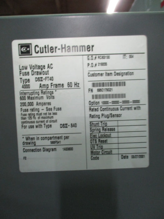 DSII-FT40 Cutler Hammer Low Voltage AC Fuse Drawout