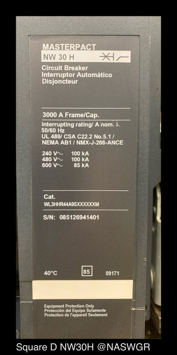 Square D MasterPact NW30H Circuit Breaker (M/O,D/O) - 3000 Amp