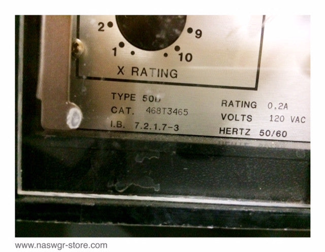 468T3465 , ASEA Brown Boveri Overcurrent Relay , 50D , Rating: 0.2A , 120 VAC , 50/60 Hz. , 468T3465