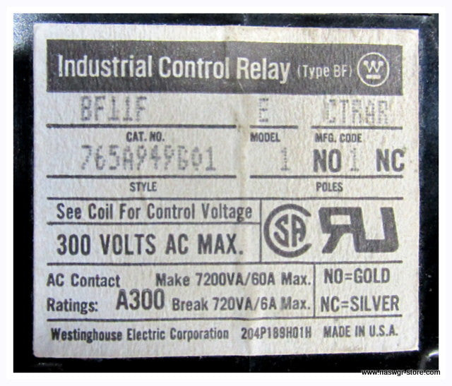BF11F ~ Westinghouse Industrial Control Relay
