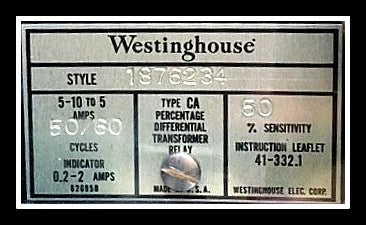 Westinghouse 1876234 Relay