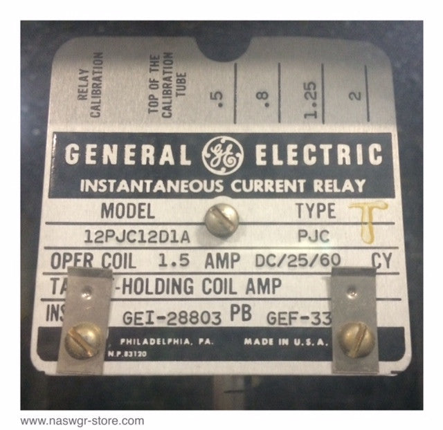12PJC12D1A ~ GE 12PJC12D1A Instantaneous Current Relay