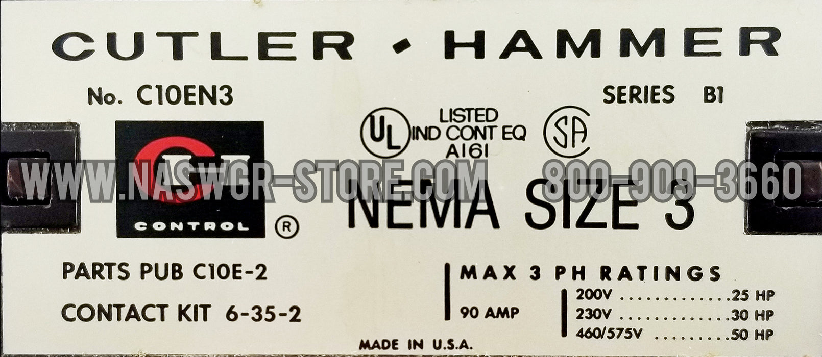 Cutler Hammer C10EN3 Nema Size 3 Contactor