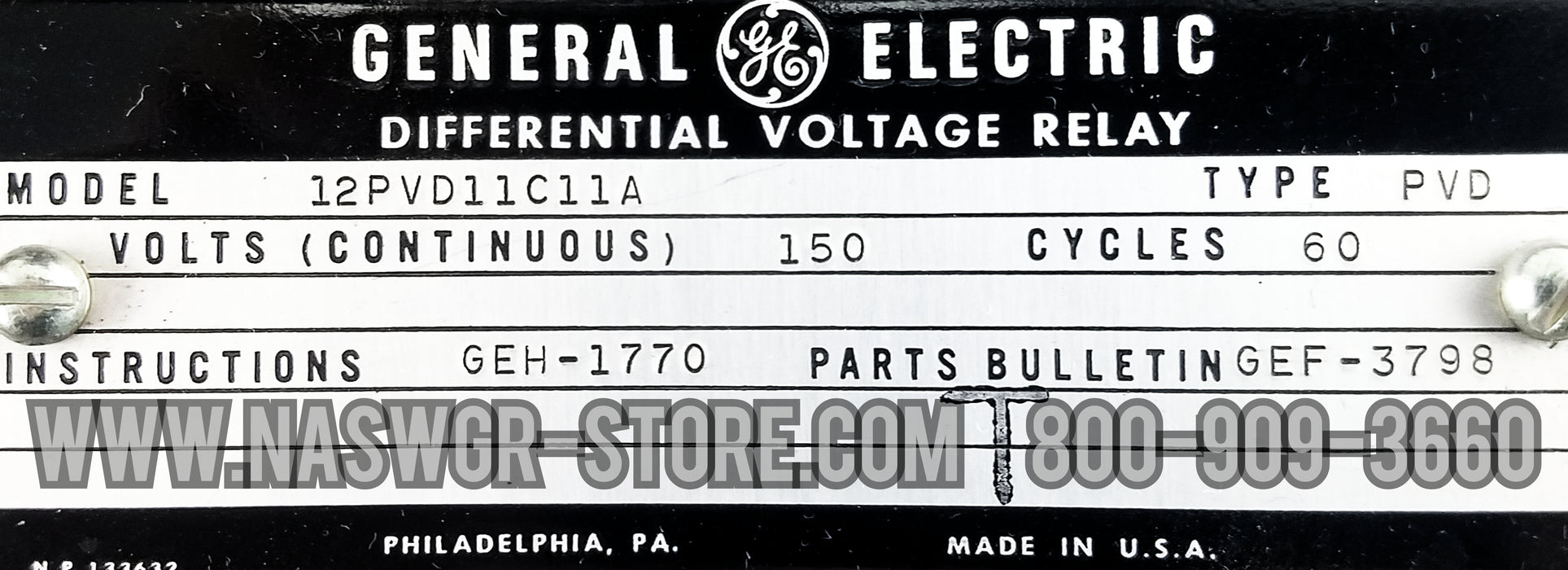 General Electric 12PVD11C11A Differential Voltage Relay
