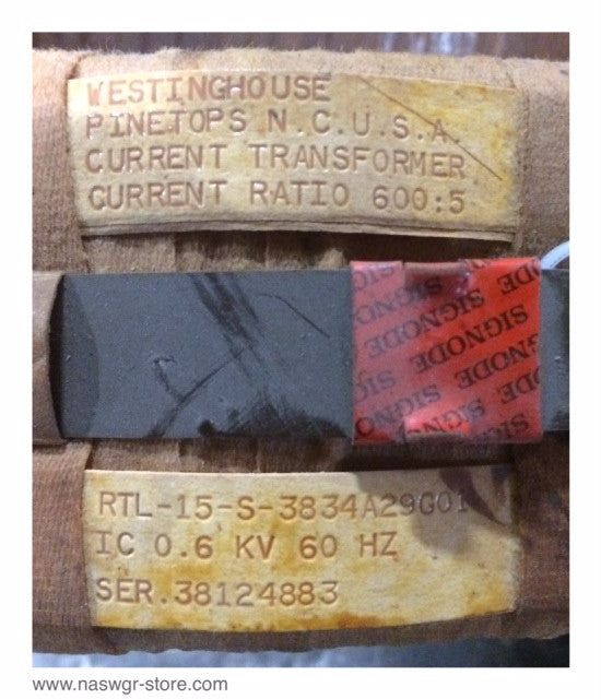 RTL15S3834A29G01 , RTL-15-S-3834A29G01 , Westinghouse RTL-15-S-3834A29G01 Current Transformer , 0.6 KV , 60 Hz. , Current Ratio: 600:5 , RTL-15-S-3834A29G01