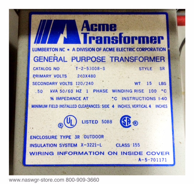 T-2-53008-S ~ ACME Transformer T-2-53008-S General Purpose Transformer