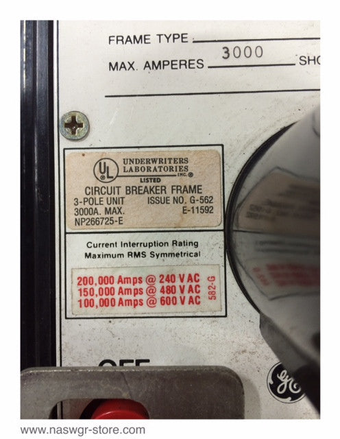 GE PowerBreak THP3030SSZ Circuit Breaker (M/O,B/I) - 3000 Amp
