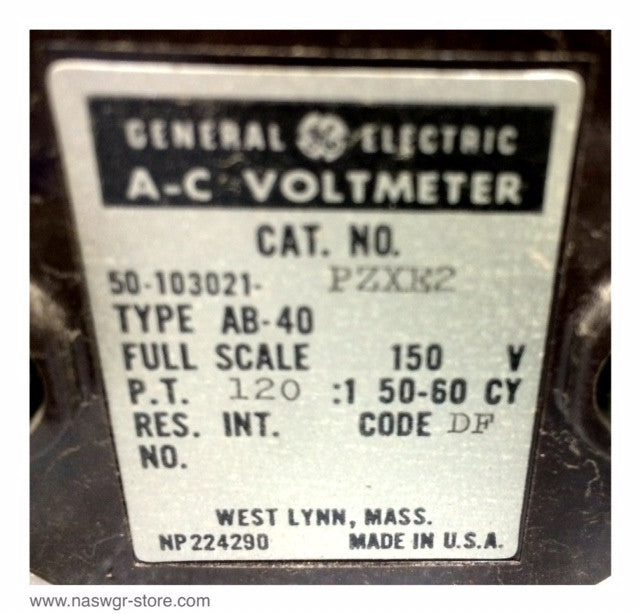 50-103021-PZXE2 ~ GE 50-103021-PZXE2 AC Voltmeter ~ P.T. 120:1