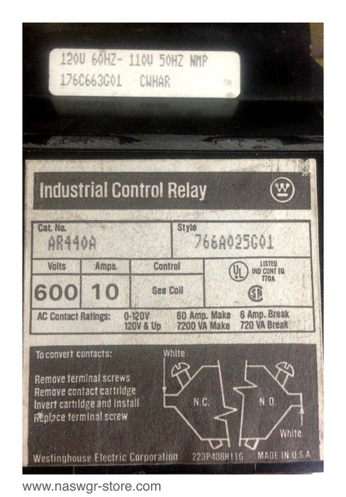 Westinghouse AR440A Industrial Control Relay