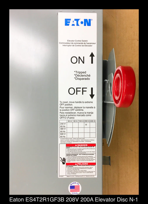 Eaton ES4T2R1GF3B Elevator Control Switch - 200A/208v/N1 - Unused
