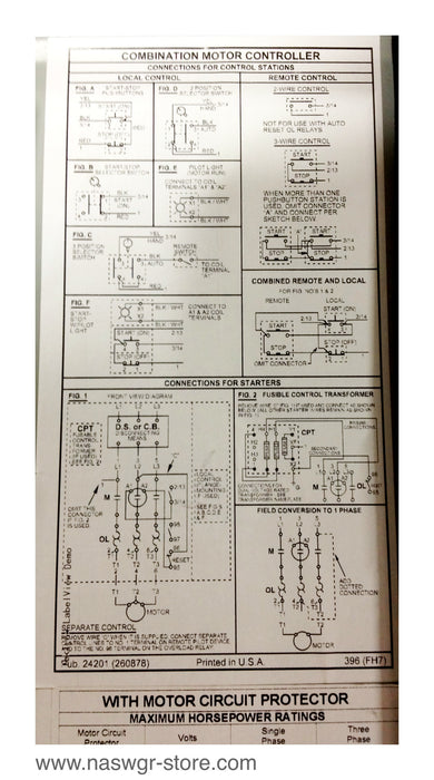 EATON Cutler Hammer ECN2201AHD Combination FVNR Starter with Breaker. Size 0 FVNR Combo Starter , HMCPE015E0C , AN16BN0