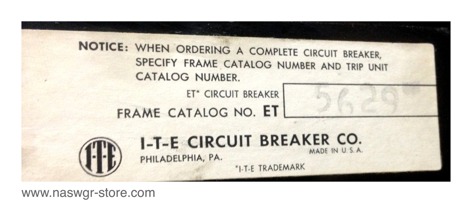 ITE ET-5629 Molded Case Circuit Breaker - 225 Amp