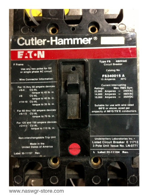 Cutler Hammer FS340015A Molded Case Circuit Breaker - 15 Amp