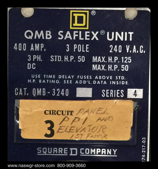 Square D QMB3240 Panel Board Switch - 400 Amp