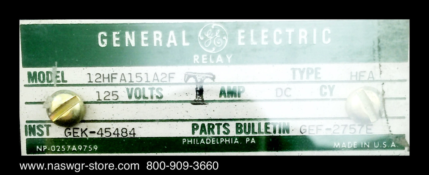 12HFA151A2F ~ GE 12HFA151A2F Relay