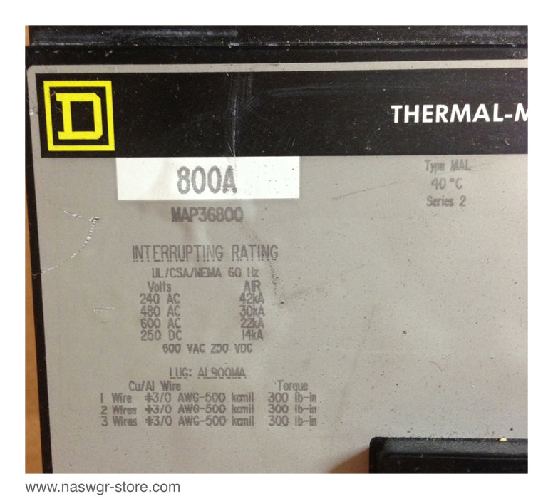 Square D MAP36800 Molded Case Circuit Breaker - 800 Amp