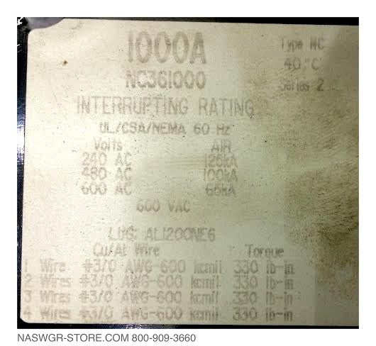 Square D NC361000 Molded Case Circuit Breaker - 1000 Amp