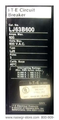 Siemens LJ63B600 Molded Case Circuit Breakers - 600 Amp